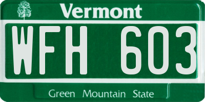 VT license plate WFH603
