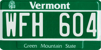 VT license plate WFH604