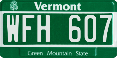 VT license plate WFH607