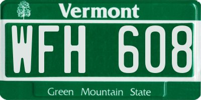 VT license plate WFH608