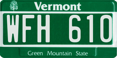 VT license plate WFH610