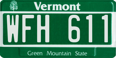 VT license plate WFH611