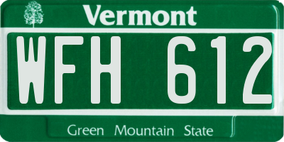 VT license plate WFH612