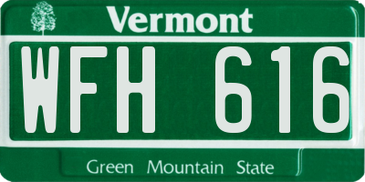 VT license plate WFH616
