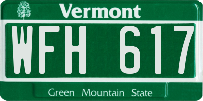 VT license plate WFH617