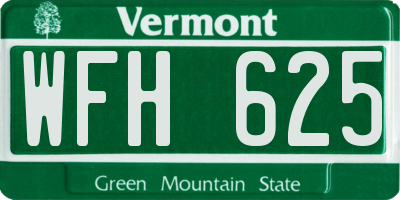 VT license plate WFH625