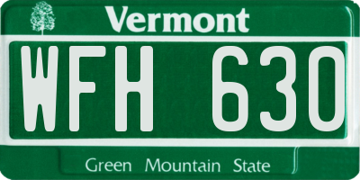 VT license plate WFH630
