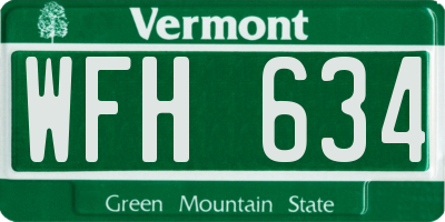 VT license plate WFH634