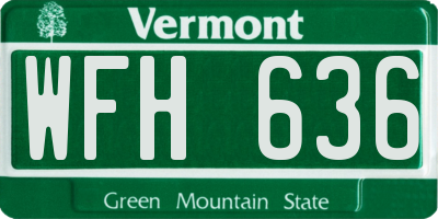 VT license plate WFH636