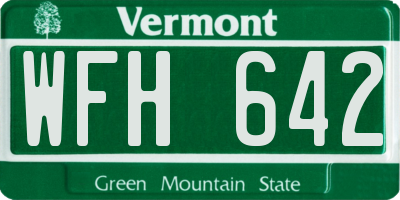 VT license plate WFH642