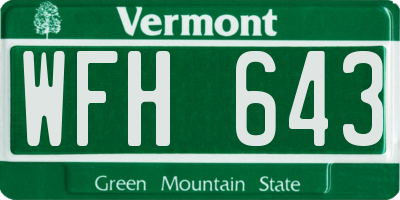 VT license plate WFH643