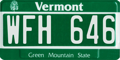 VT license plate WFH646