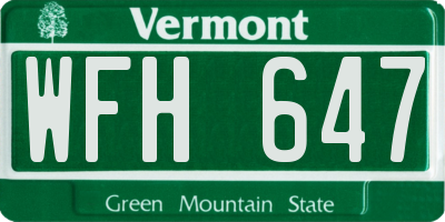 VT license plate WFH647