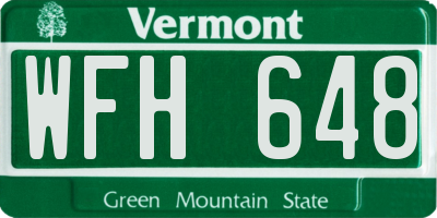 VT license plate WFH648
