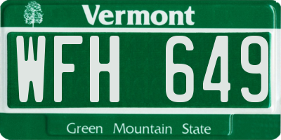 VT license plate WFH649