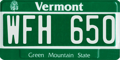 VT license plate WFH650
