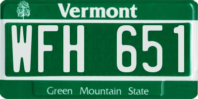 VT license plate WFH651