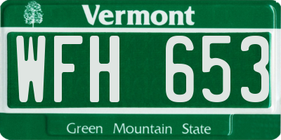 VT license plate WFH653
