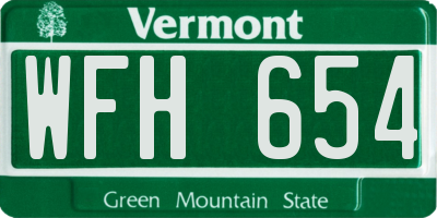 VT license plate WFH654