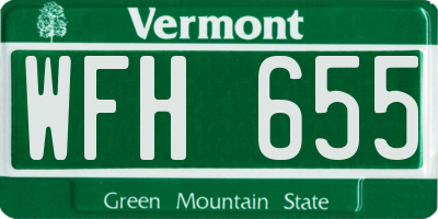 VT license plate WFH655