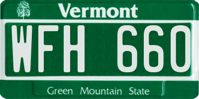 VT license plate WFH660