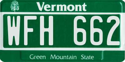 VT license plate WFH662