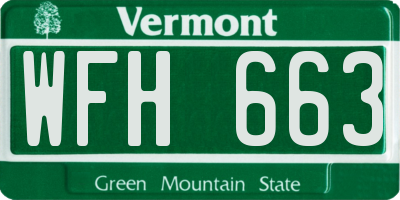 VT license plate WFH663