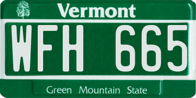 VT license plate WFH665