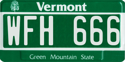VT license plate WFH666