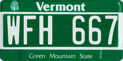 VT license plate WFH667