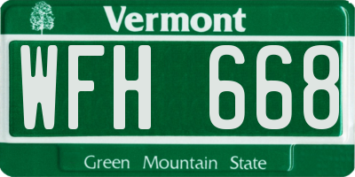 VT license plate WFH668