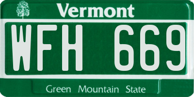 VT license plate WFH669