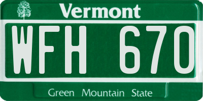 VT license plate WFH670