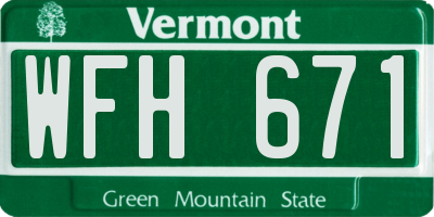 VT license plate WFH671