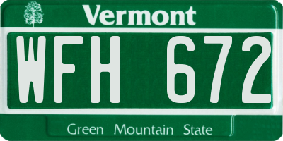 VT license plate WFH672
