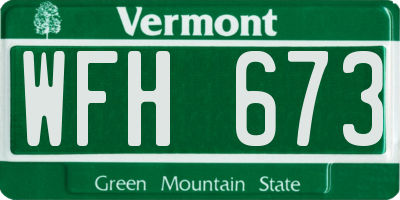 VT license plate WFH673