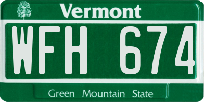 VT license plate WFH674