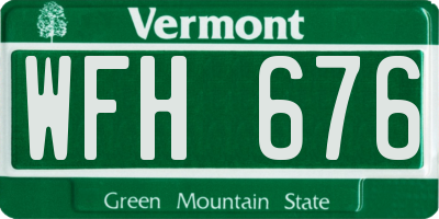 VT license plate WFH676