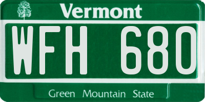 VT license plate WFH680