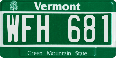 VT license plate WFH681