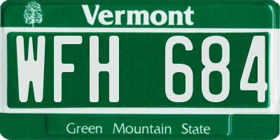 VT license plate WFH684