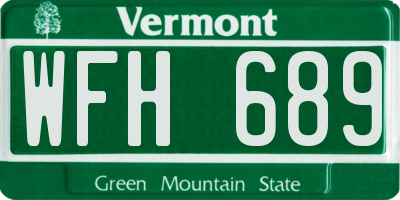 VT license plate WFH689