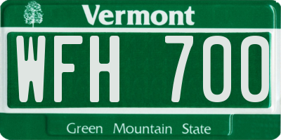 VT license plate WFH700