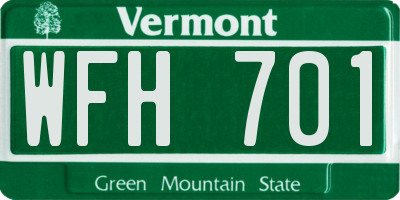 VT license plate WFH701