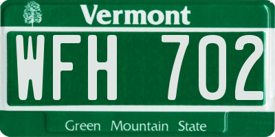 VT license plate WFH702