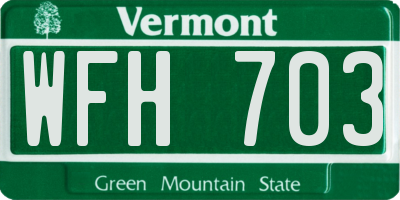 VT license plate WFH703