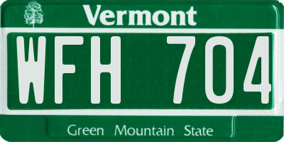 VT license plate WFH704