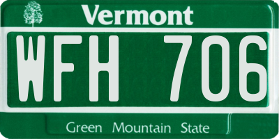 VT license plate WFH706