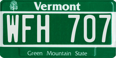 VT license plate WFH707