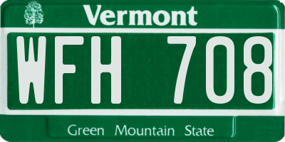 VT license plate WFH708